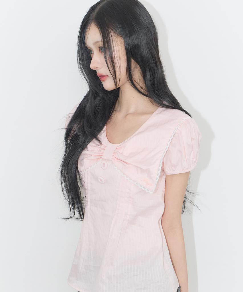 ILLIGO Sailor Bow Collar Blouse Pink
