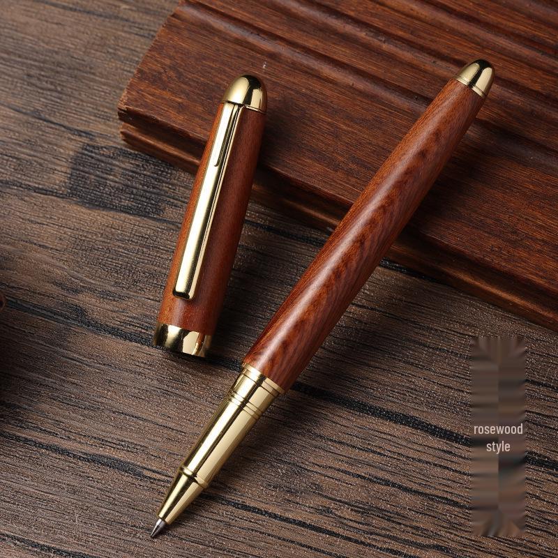 Brass & Sandalwood Signature Ballpoint Pen - Retro Rosewood Rollerball, Custom Engraving Available.