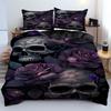 Purple Rose Skull 3D Print Duvet Cover Halloween Theme Bedding Set Soft Comfortable For Teens Adults Quilt Cover Pillowcase