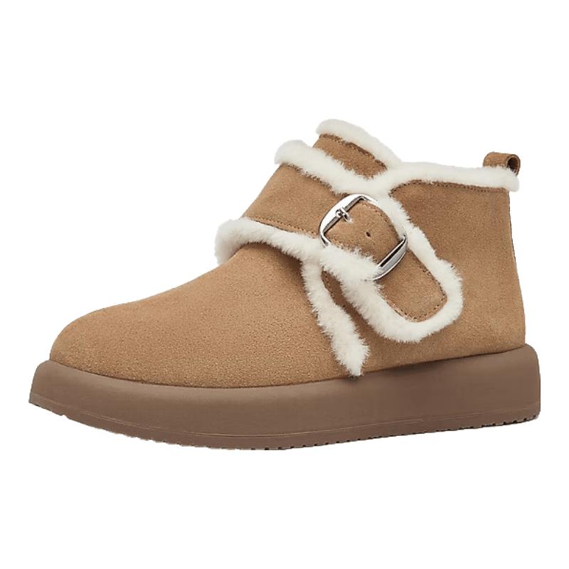 Teenmix Women s Plush Warm Thick Sole Short Snow Boots 36