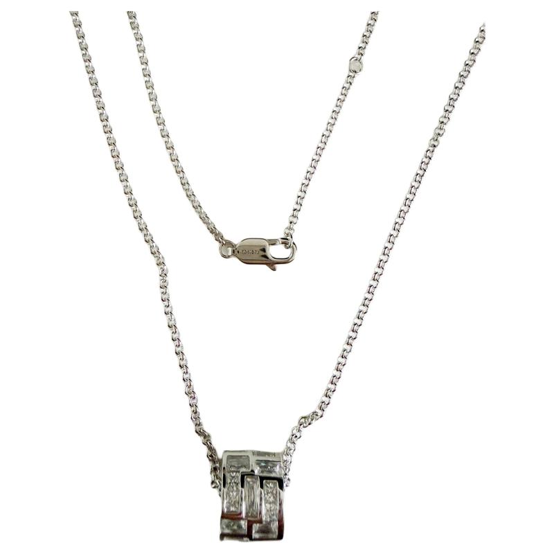 APM Monaco Geometric texture design synthetic cubic zirconia necklace women s silver WC8097OX серебряный