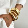 Retro Zinc Alloy Simple Metal Bracelet Geometry Glossy Exaggerated Bracelet Hand Jewelry Textured Wide Side Bangle Party