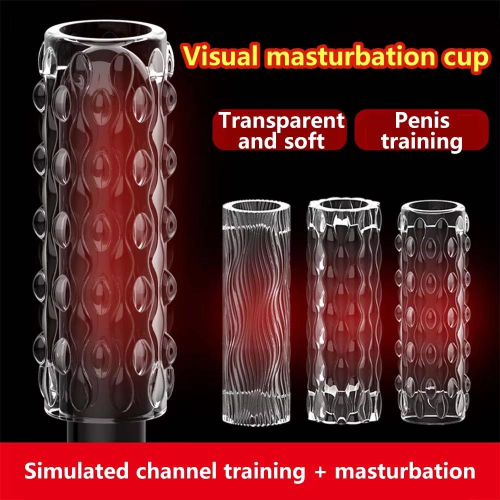 Male Masturbation Penis Pleasure Airplane Cup Device Soft Transparent Pocket Vaginal Sleeve Training Adult Pornographic Sex Toys