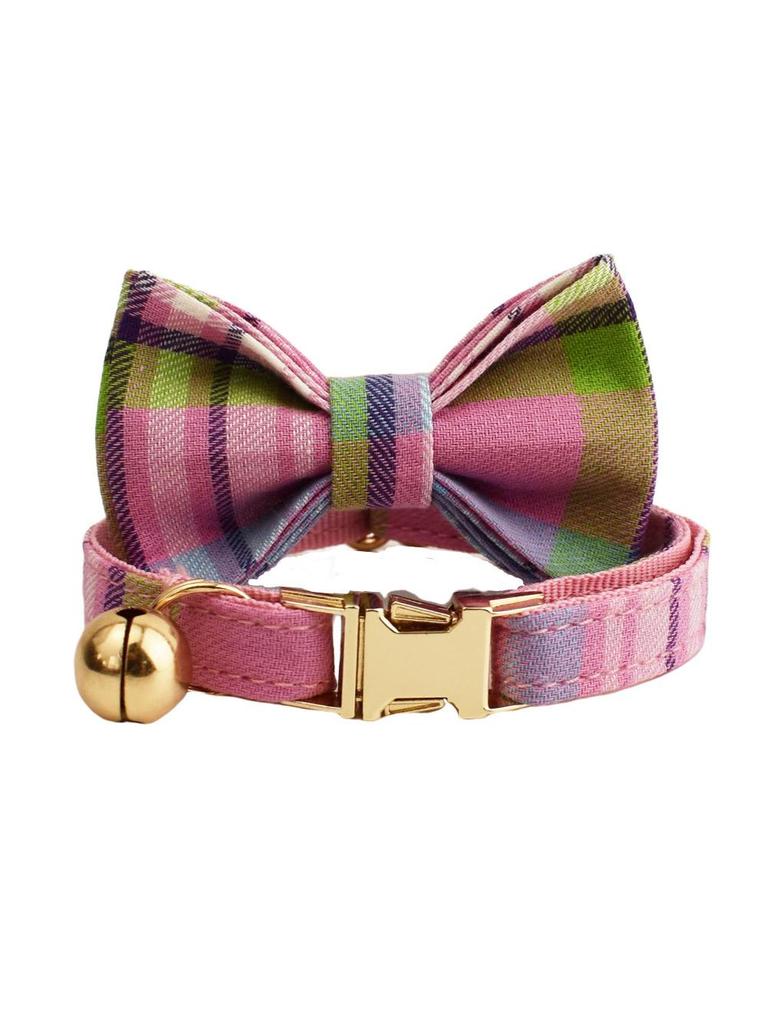 Plaid Bow Tie Pet Collar