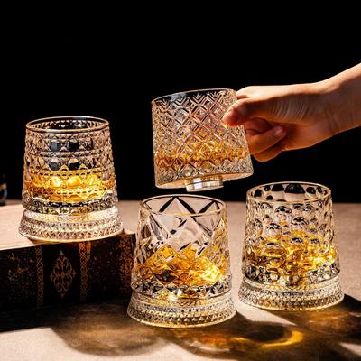 1PC Crystal Rotating Whiskey Glass, Advanced Sense Tumbler Beer Cup, Decompression Foreign Wine Cup