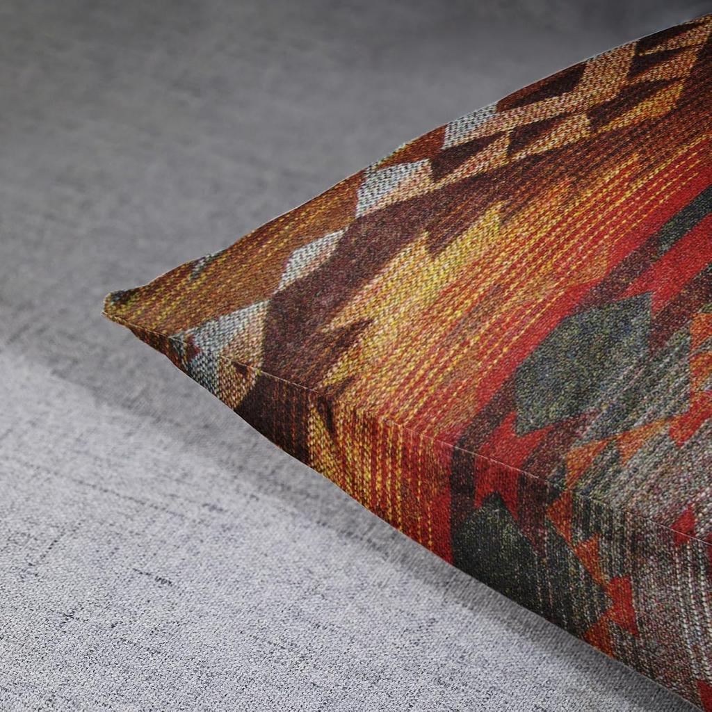 Emvency Set of 2 Aztec Throw Pillow Cover 18x18 Inches Decorative Pillowcase Navajo Orange Red Grey Tribal Decor Rectangle Pillow Cover with Hidden