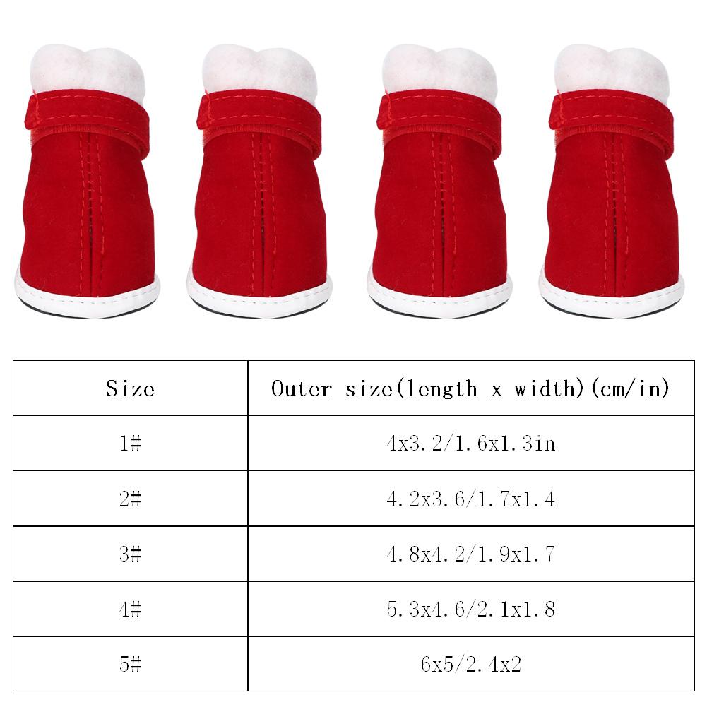 4 peças de sapatos quentes de algodão para animais de estimação, antiderrapantes com gancho e laço para botas de neve para cães e gatos