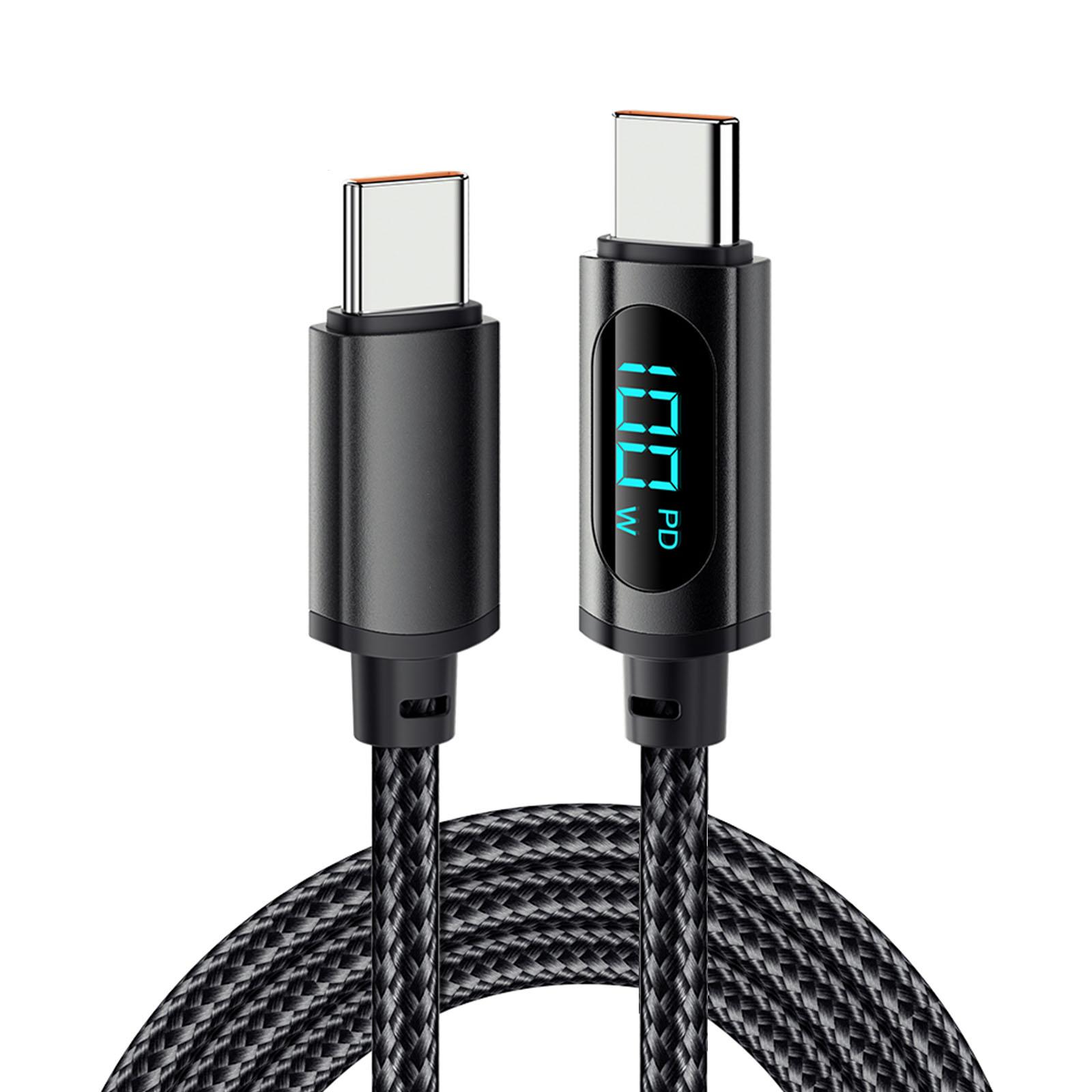 

Кабель для светодиодного дисплея 5A PD-100 Вт, 1 м/3,3 фута, кабель USB C — USB C, быстрая зарядка, тип-C, нейлоновый плетеный шнур для зарядного устройства для телефона, подарок