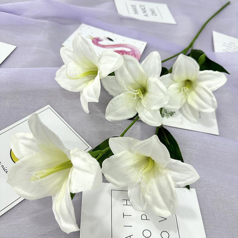 Factory Artificial Red Torch Lily Faux Flower Home Decor With Soft Fabric Material For Wedding And Photography Props