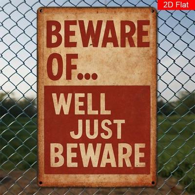RICHOME Vintage Warning Sign Metal Wall Art 12x8 Inch Red White Tin Plaque Home Decor Bar Cafe
