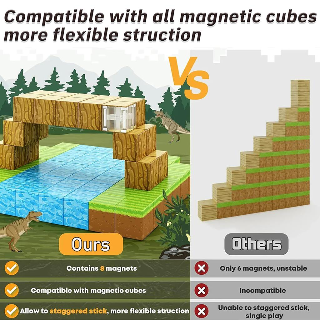 100 ცალი მაგნიტური ბლოკი სათამაშო კონსტრუქტორი მაგნიტური ნაკრები ბიჭებისთვის გოგონებისთვის სტემი მონტესორი სენსორული კუბები პატარებისთვის საჩუქარი