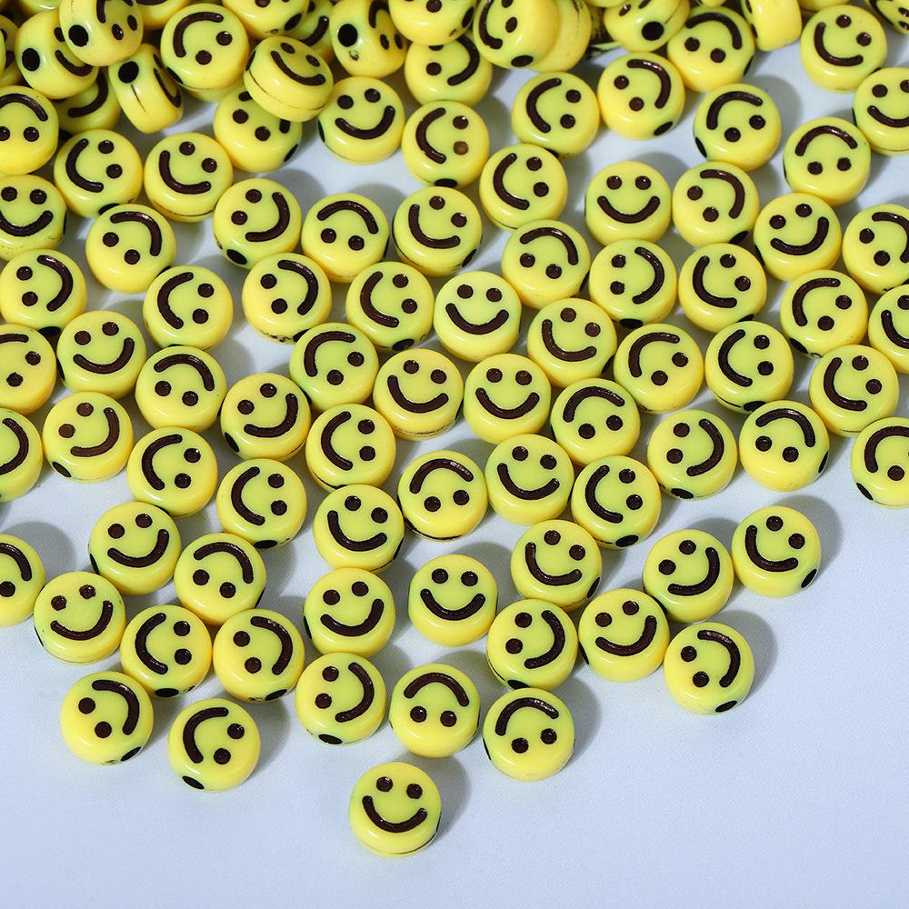 Smiley Face Acrylic Beads for DIY Jewelry - Round, Colored Beads for Children's Bracelets & Necklaces