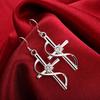 High Quality Charm 925 Sterling Silver Noble Crystal Cross Drop Earrings for Woman Fashion Wedding Party Jewelry Christmas Gifts