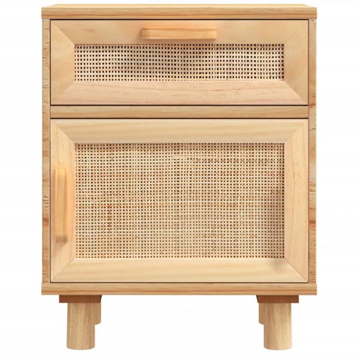 VidaXL Table de chevet Marron Bois de pin massif et rotin naturel 345610