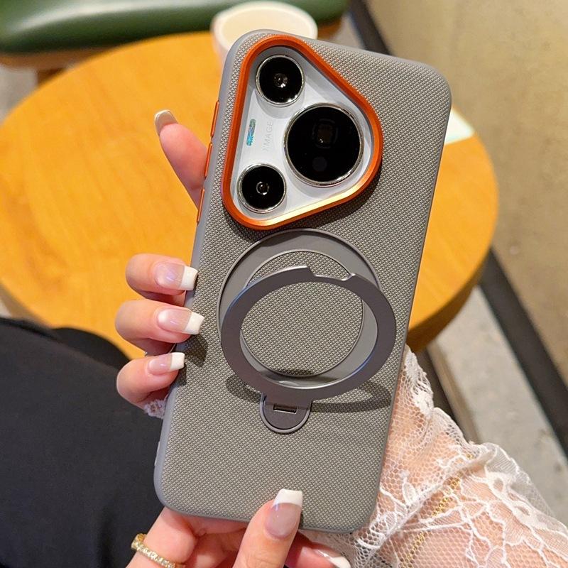 

Big Hole Phone Case for Huawei Pura 80 Ultra Pura70 Pro+ Mate 70 Pro Plus Mate60 Magnetic Rotating Bracket Pu Leather Hard Cover Huawei Mate 60 сірий колір