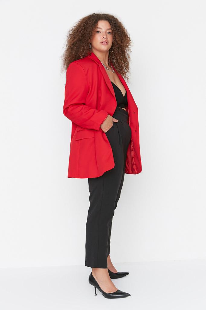 Damskie Spodnie Tkane Plus Size Czarne