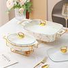 Nordic Ceramic Food Warmer 12/14/16in Rectangular Restaurant Soup Pot Insulation with Lid Chafing Dish Casserole Serving Buffet