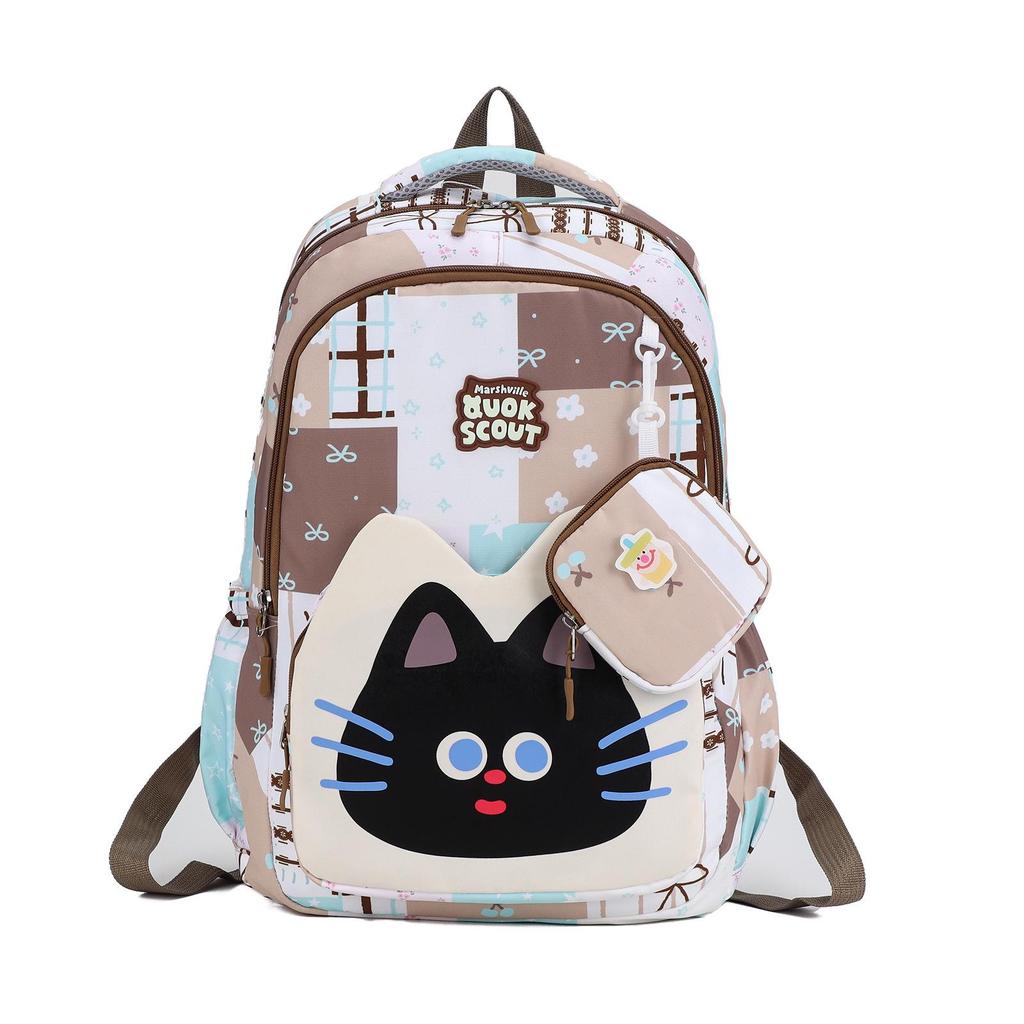 Lightweight Large Capacity Cat Cartoon School Backpack for Boys and Girls