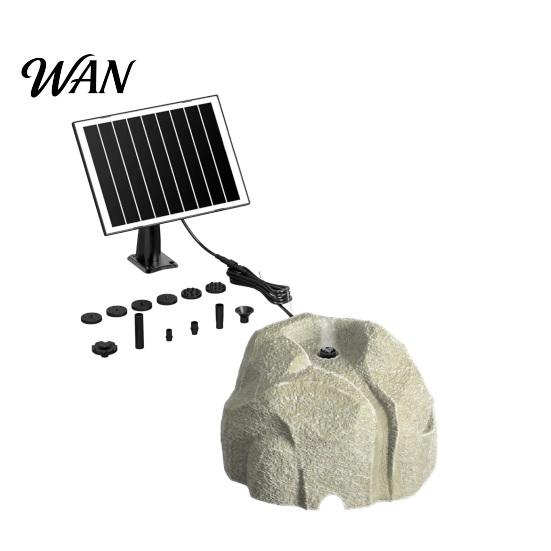 Fontaine de Jardin Écologique Solaire pour Bain d'Oiseaux Rocher Rocheux Faux Granit Pompe Alimentée par Solaire avec 8 Buses Bassin d'Eau Extérieur Patio Aquarium Pierre Naturelle