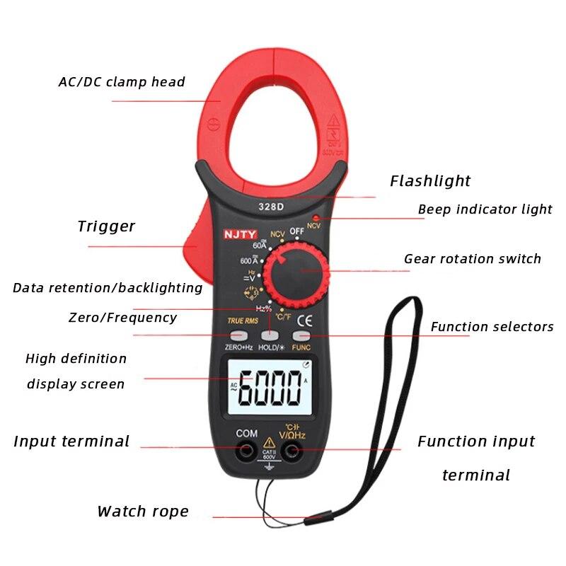 1 PC TY328D AC and DC Clamp Meter Multimeter Digital Display Clamp Current Current and Voltage Meter