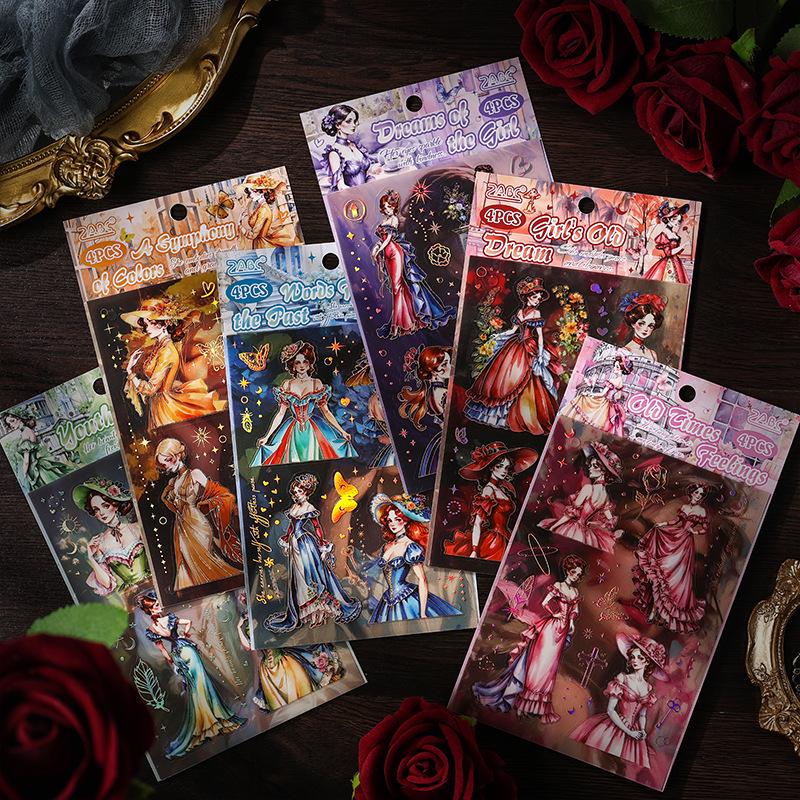 ZABC Youthful Retro Photo Stickers - 6 Vintage Styles for Journals & Collages