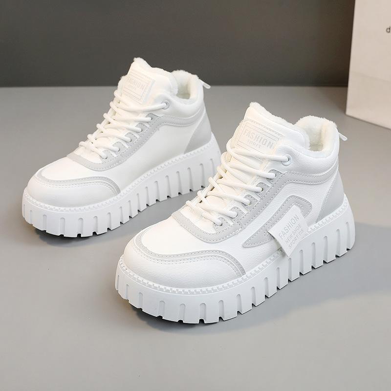 

[Customized] YB909 new winter cotton shoes 2025 square cake bottom to increase height, street shots ins women s shoes to keep warm, student transpor 35