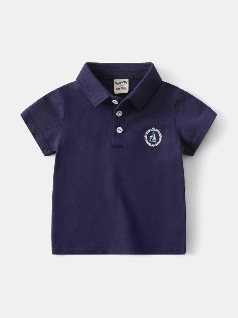 Polo de Manga Curta Estilo Coreano para Crianças - Camiseta de Algodão de Verão para Meninos