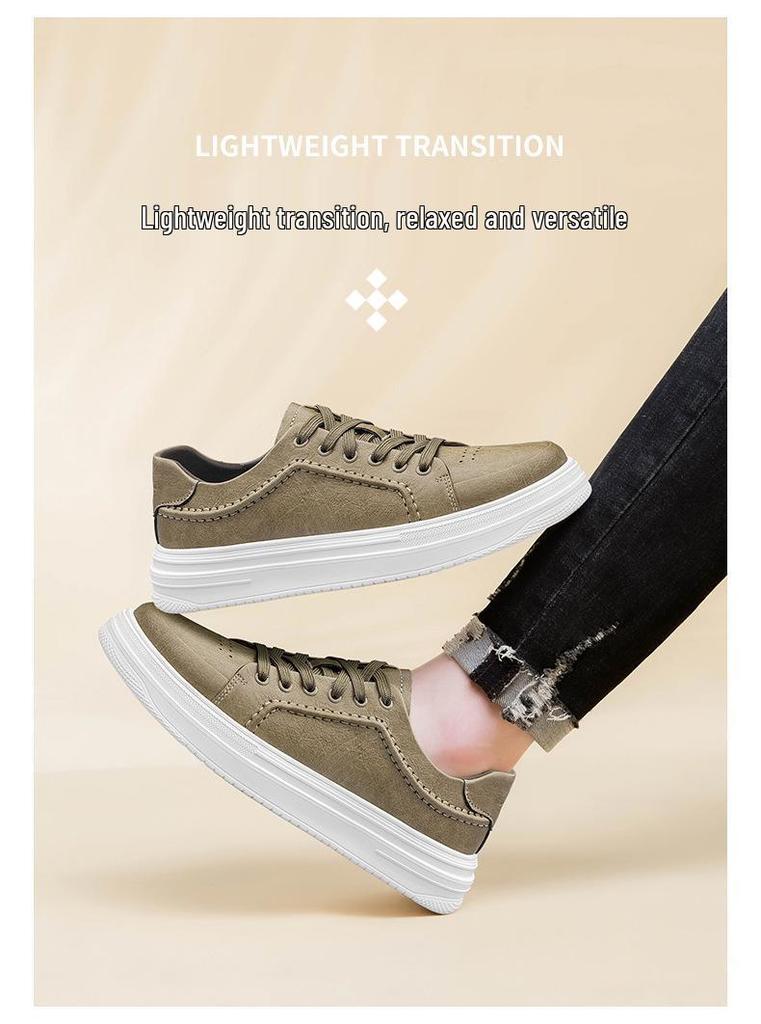 European Station Men's Versatile Skate Shoes: Lightweight Luxury, Breathable Autumn Flats, Cowhide Sports Shoes