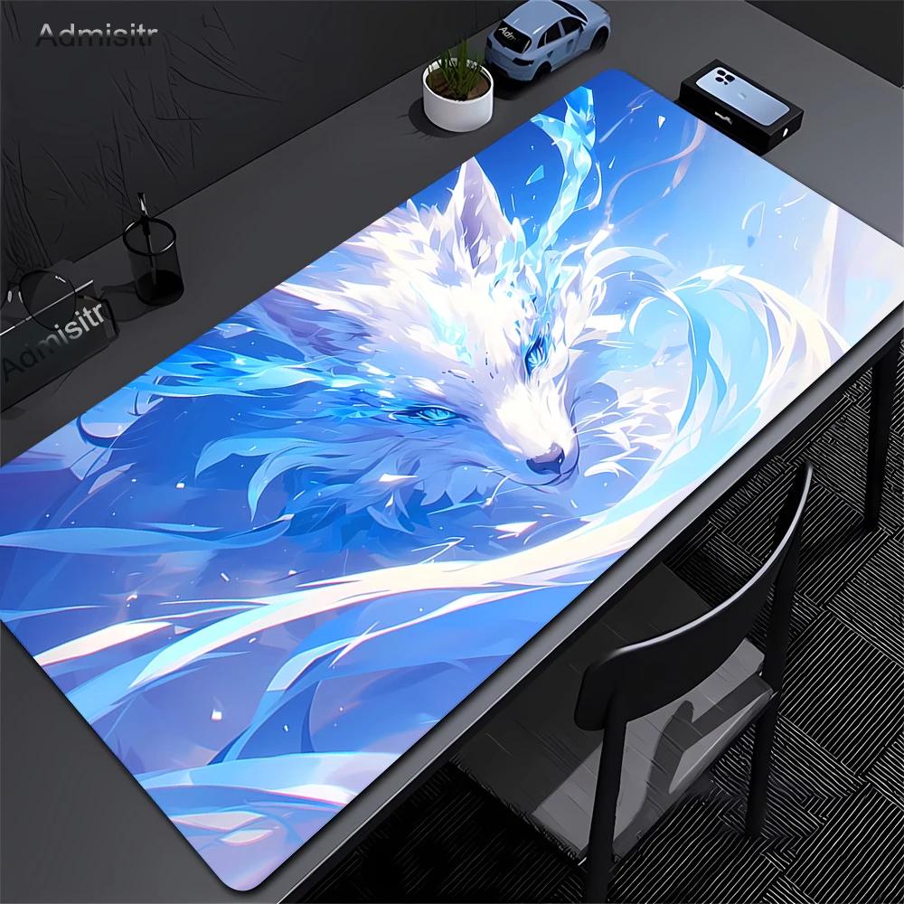 Pink Fox Large Gaming Mousepad XXL Gamer Mouse Pad Office Long Table Accessories Mouse Mat Kawaii Nine-tailed Fox Desk Mat Xxl