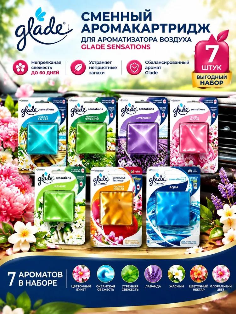 Car Fragrance, Glade Gel Freshener Various Fragrances*5 Pieces, 8ml