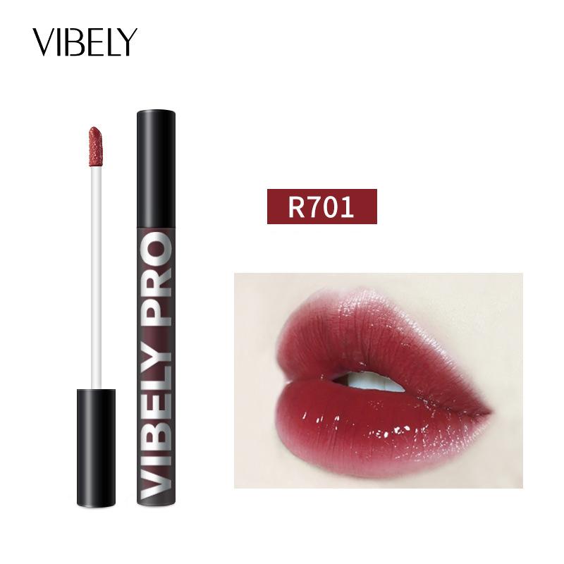 VIBELY Black Tube Mirror Hydrominated Air Lip Glaze To Moisturize Water Permeable Waterproof Mirror Light Sensitive Lip Gloss