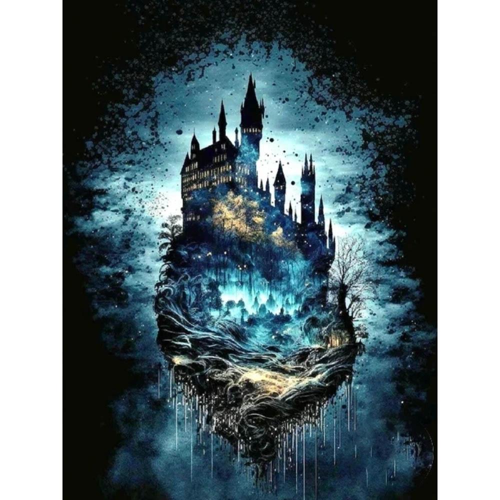 Castle DIY Harry Potter Round Diamond Painting Kit Magic School Cross Embroidery Castle Moon Eagle Diamond Mosaic Decoration