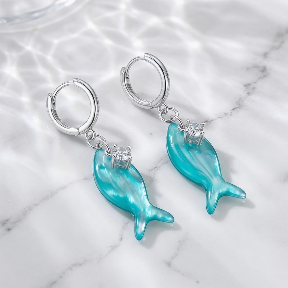 Zirkon Hängeohrringe Harz Sommer Schmuck Mode Fisch Anhänger Ohrringe Tägliches Tragen