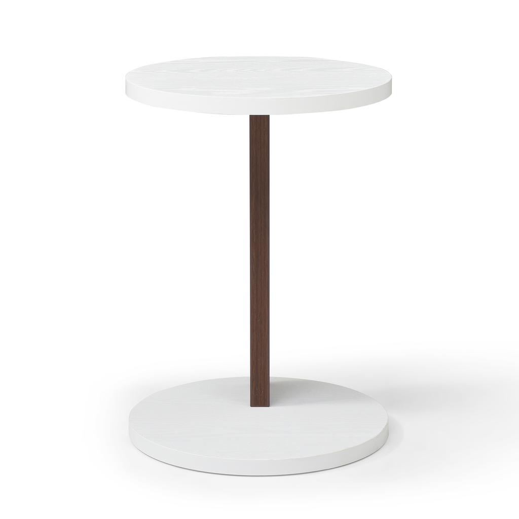 US STOCK Small End Table Rustic Round 2-Tier Side Table Modern C-Shaped Couch Table With Wood Frame For Bedroom Small Spaces