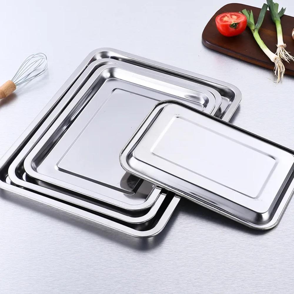 Deepen Barbecue Tray Thickened Serving Trays Stainless Steel Rectangular Dinner Plate  Doctor