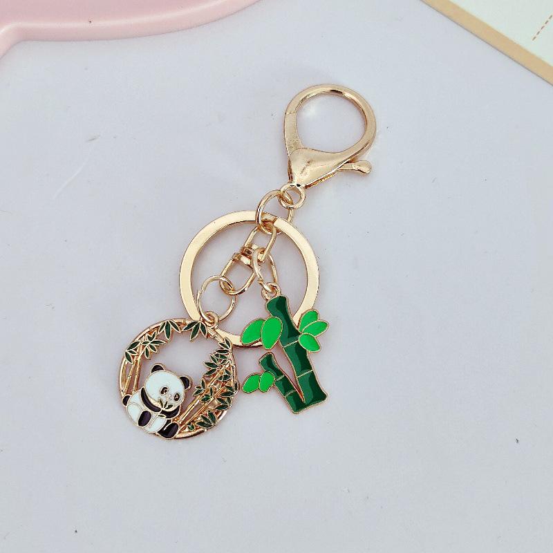 Cartoon Panda Bamboo Keychain Pendant - Cute School Bag Accessory and Creative Gift for Students