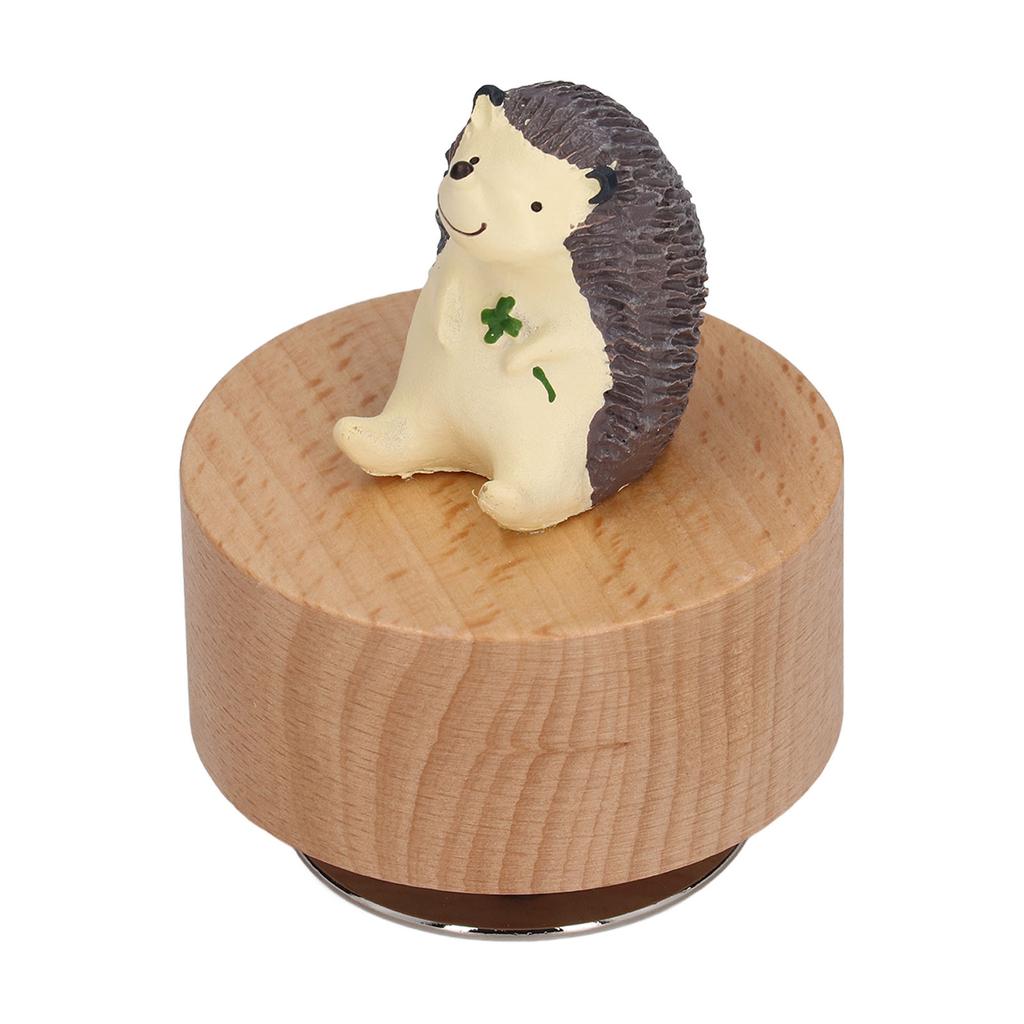 Hölzerne Runde Spieluhr DIY Tier-Spieluhr zur Möbeldekoration Weihnachtsgeschenke(Igel )
