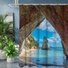 Beach In The Cave Pattern Bathing Curtain  Bathroom Shower Curtain Waterproof With 12 Hooks Home Deco Free Ship
