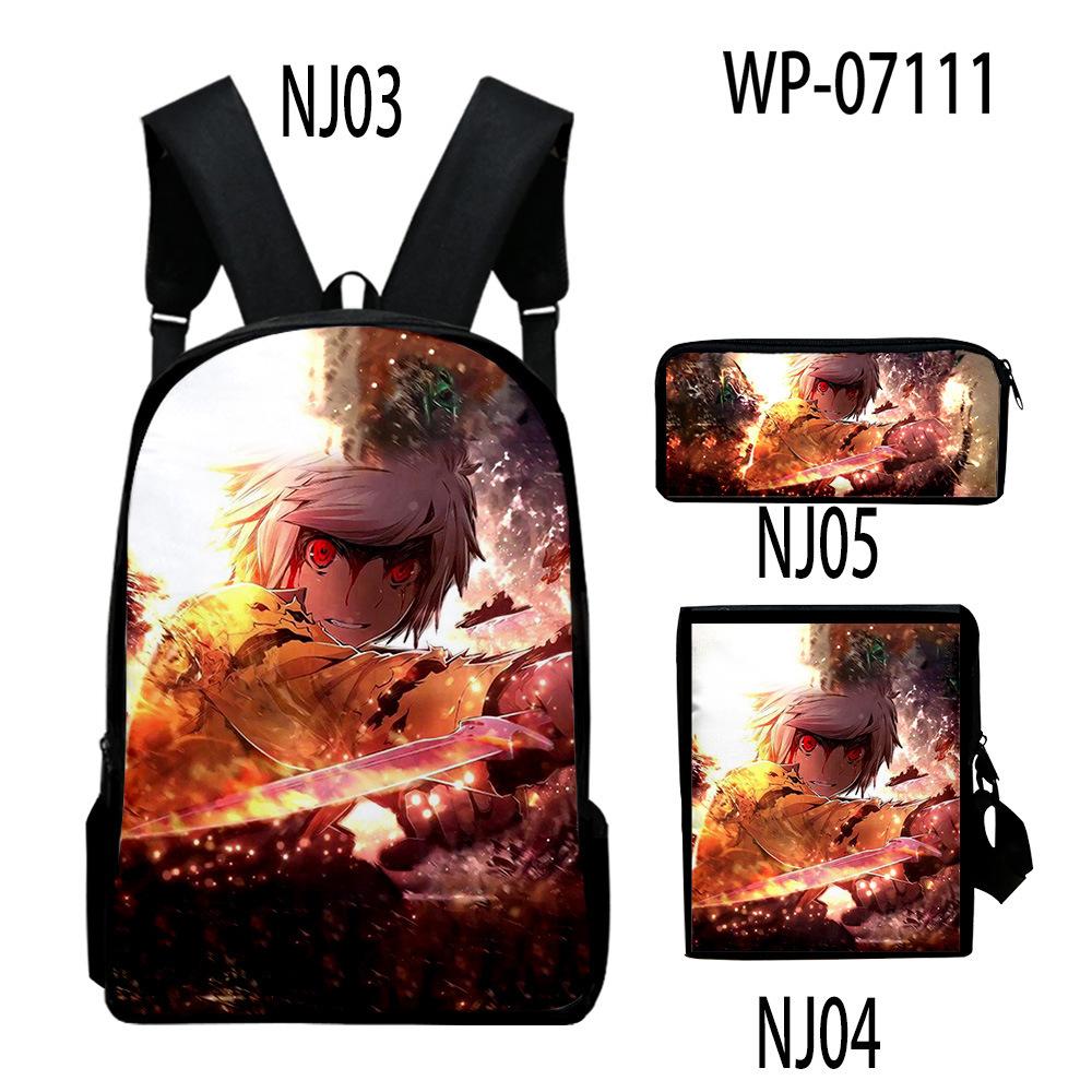 Classique Original Cool Danmachi Impression 3D 3 pièces/Ensemble élève Sacs d'école Sac à dos pour ordinateur portable Sac à dos Sac à bandoulière incliné Trousse