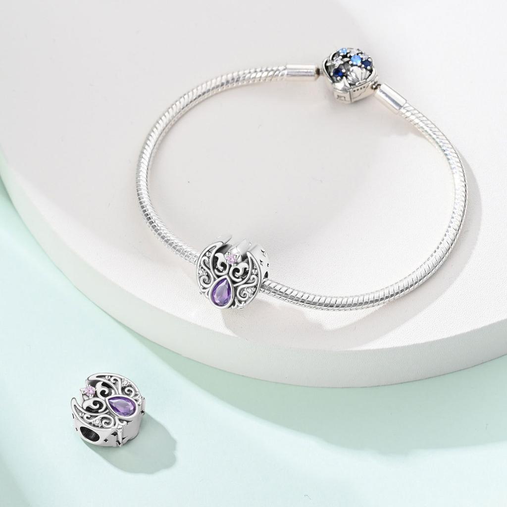 New 925 Silver Jewelry Accessories Bracelet Romantic Classical Butterfly Cross Key Pendant Beaded Bracelet