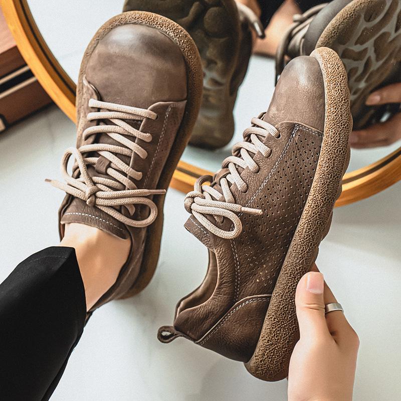Men's Top Grain Leather Casual Shoes - 2025 Summer Edition, Big Toe Genuine Leather, Breathable Non-slip Soft Sole.