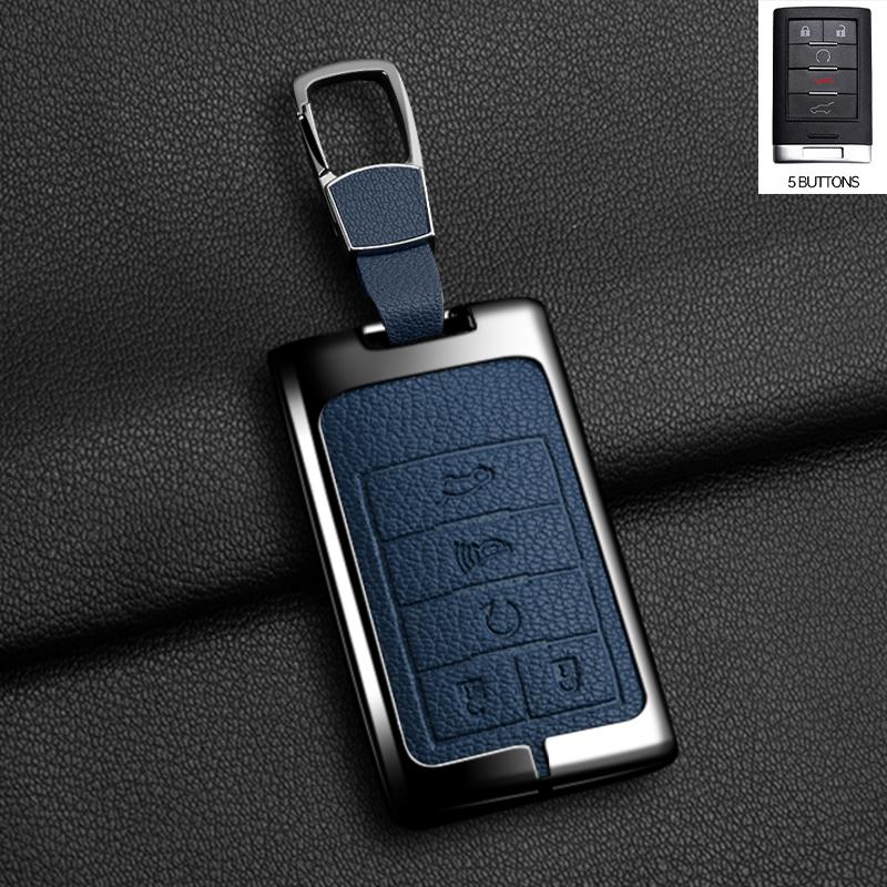 Zinklegierung Leder Autoschlüsselhülle Schlüsselanhänger Abdeckung für Chevrolet C7 Corvette Cadillac DTS SLS SRX XLS STS Escalade CTS ATS 28T CTSV XTS