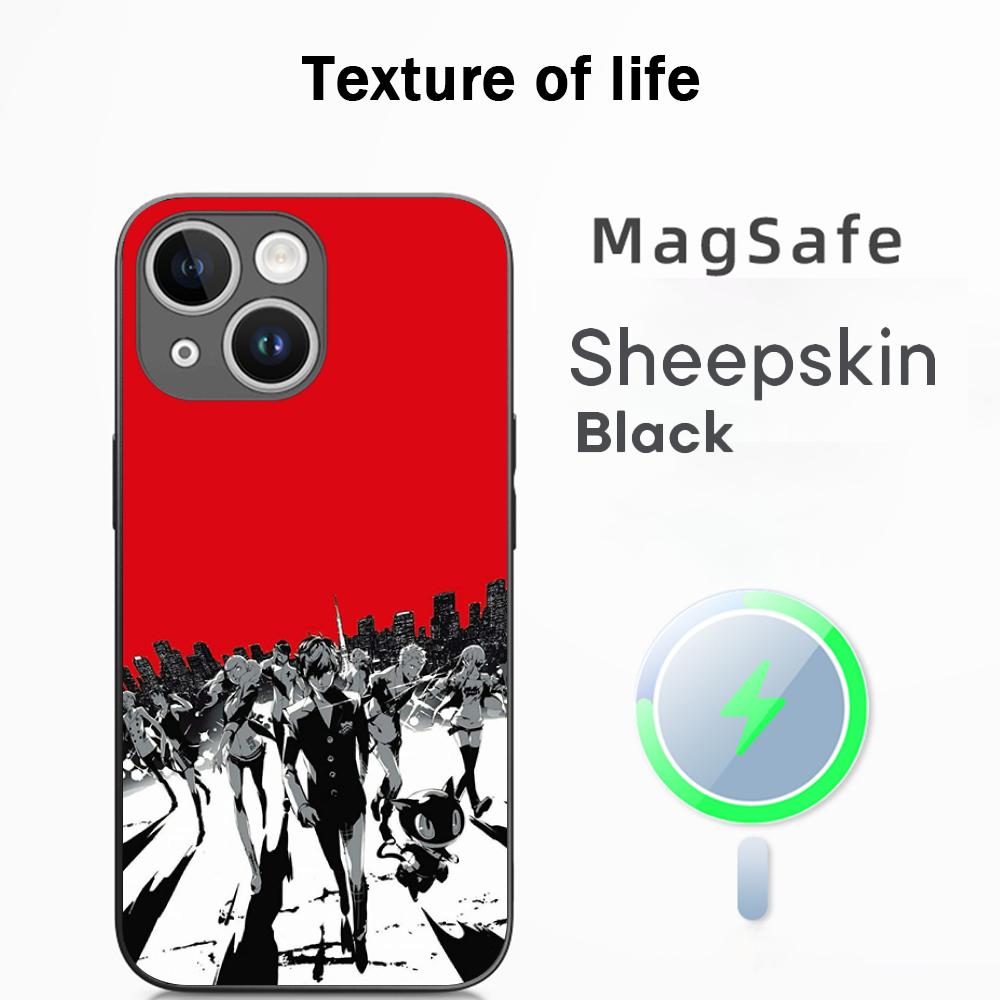 P5 hot game pattern design ins Phone Case For iPhone 17 16 15 14 13 12 Plus Pro Max  High-end Luxury Magsafe Sheepskin
