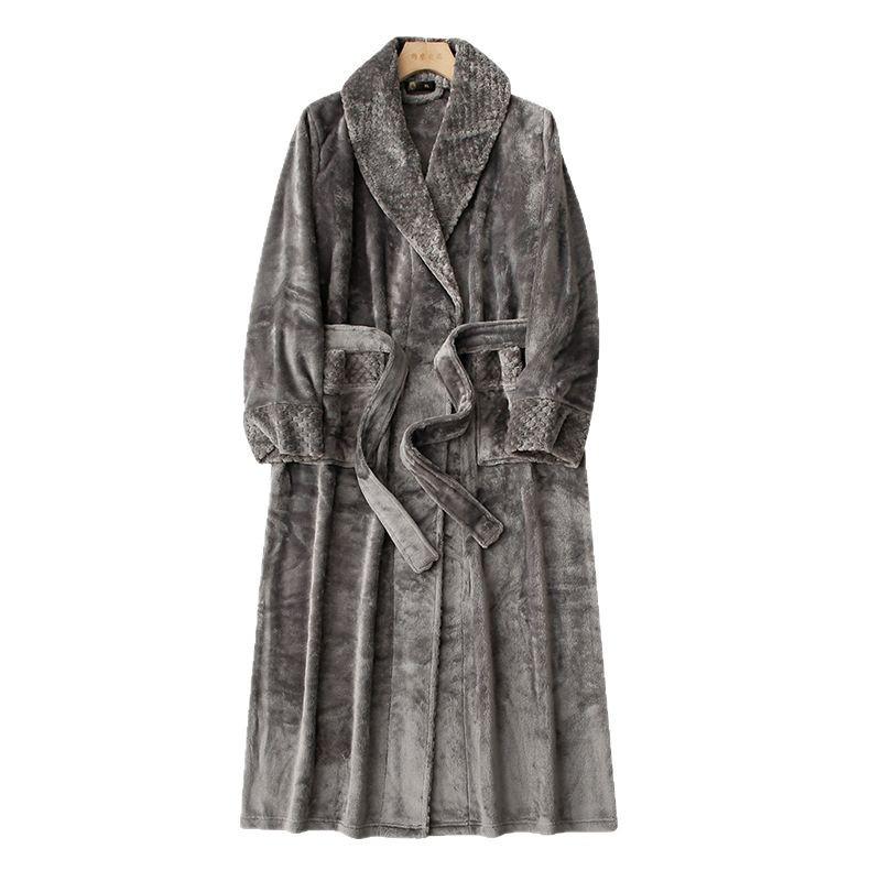 Patchwork Plus Size Losse Flanellen Koraalvlies Badjas voor Mannen & Vrouwen - Herfst Winter