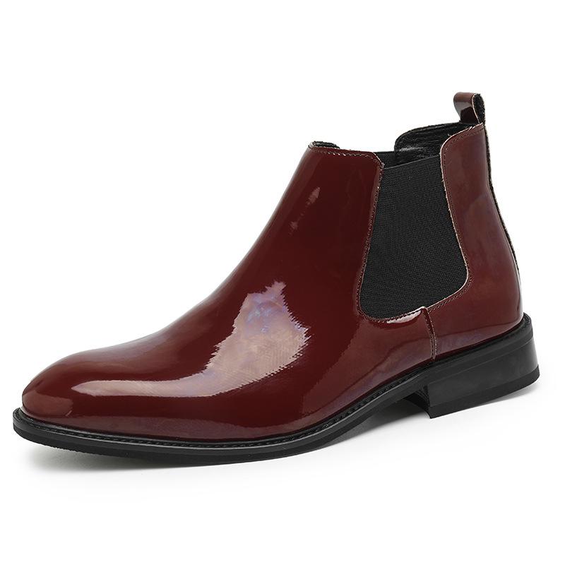 Autumn Men s High-Top Leather Chelsea Boots: Slip-On Business Casual, Large Sizes Available 40
