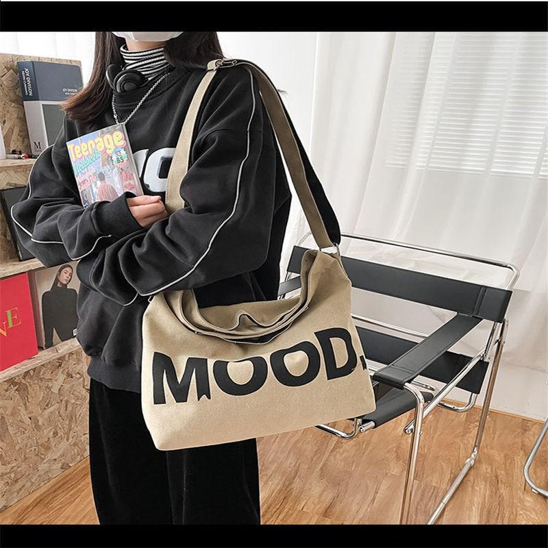 

2025 Холщовая сумка кроссбоди унисекс большой вместимости - Корейский стиль для студентов