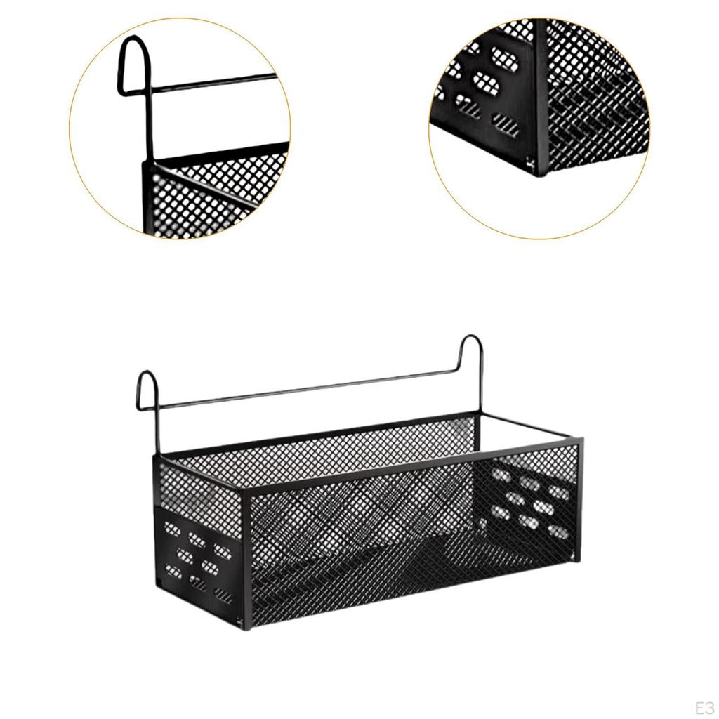 Bed Metal Storage Basket, Bunk Organizer Shelf, Mesh Shelf Bedside Hanging for