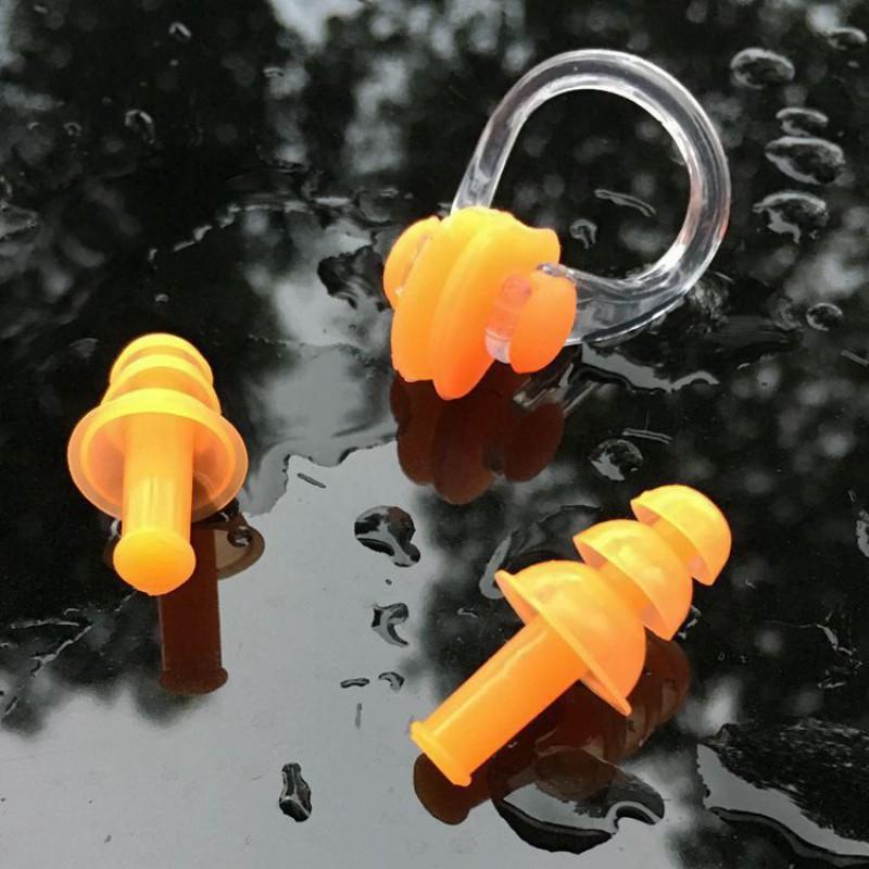 Silicone Nose Clip Ear Plugs Set Swimming Adults Kids Unisex Leak-Proof Water Sports Gear