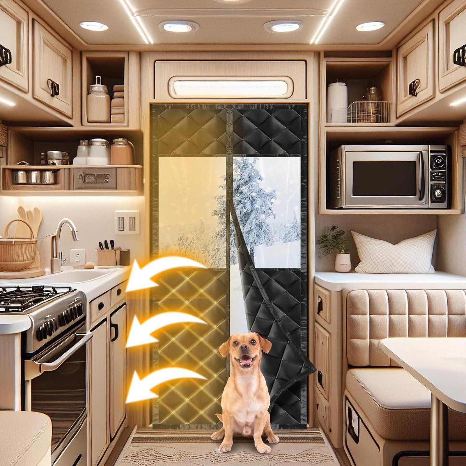 Thermal Door Cover Protector 33 X 80 Inches Thermal Door Curtains With Transparent Window For Trailer Home House Winter Garage China Mainland