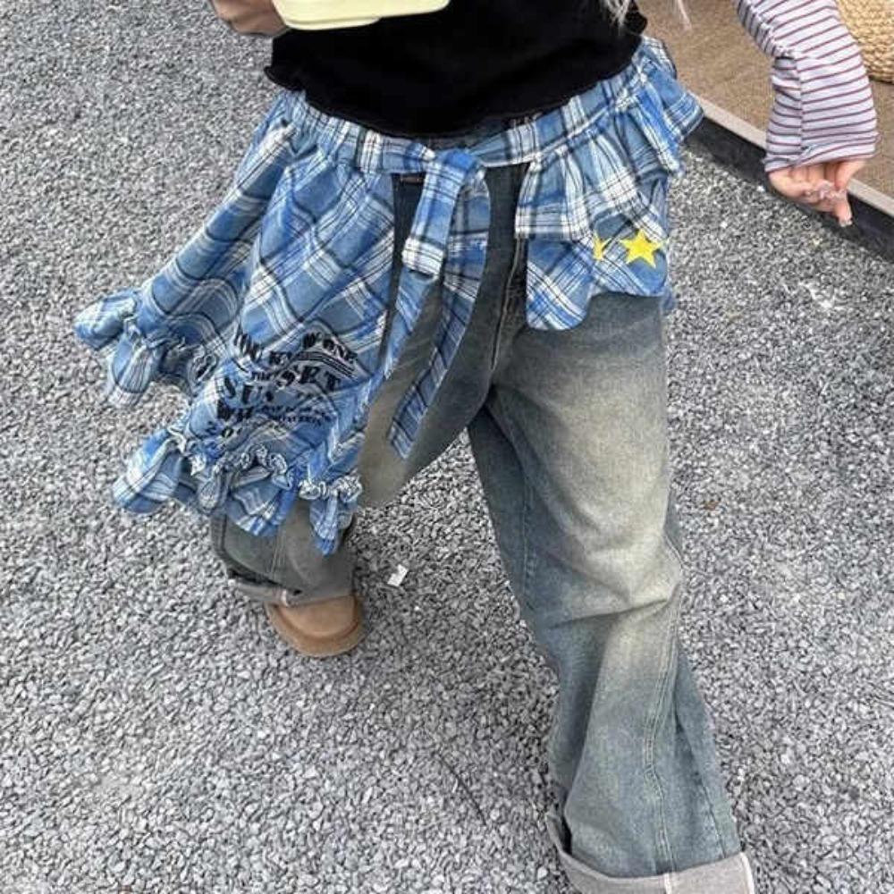 Hip-hop Lace Up Hip Scarf Shirt Extender Ruffled Edge Waistband  Waist Accessories